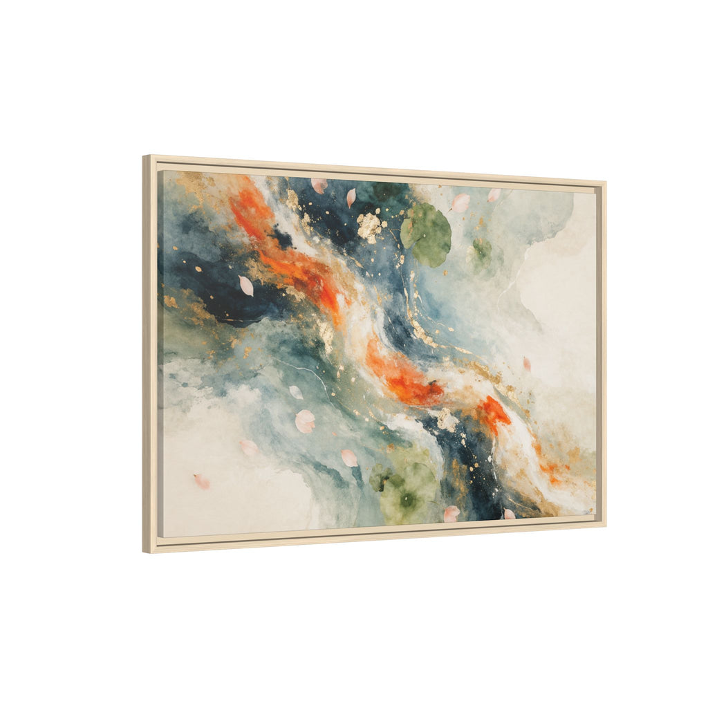 Abstract Koi Fish Watercolor Swirl Matte Canvas Framed | Multicolor Wall Art