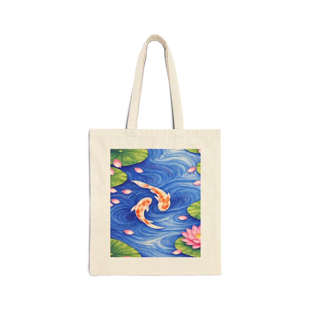 Koi Fish Pond Tote Bag | Watercolor Koi, Lily Pads, Floral Water Scene