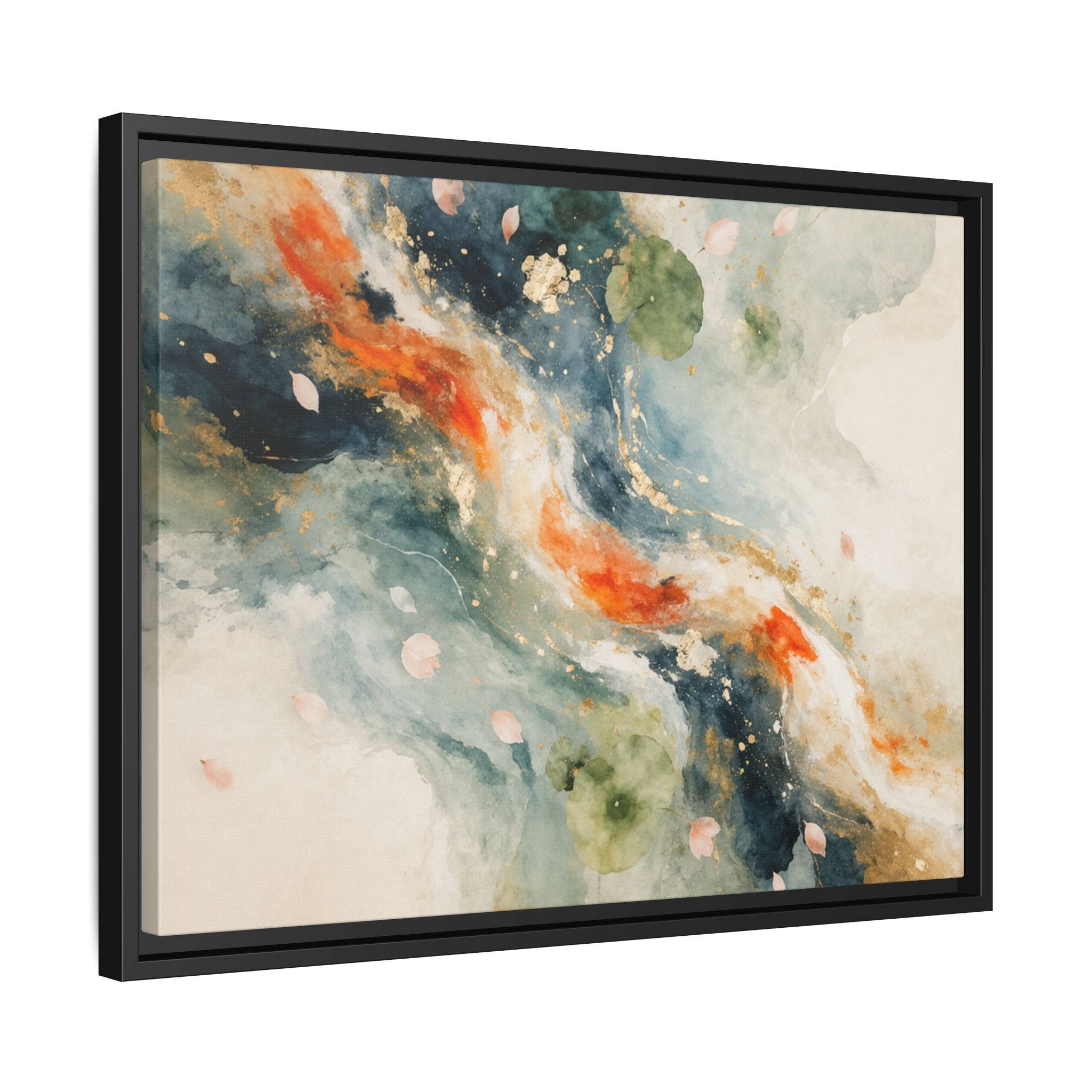 Abstract Koi Fish Watercolor Swirl Matte Canvas Framed | Multicolor Wall Art