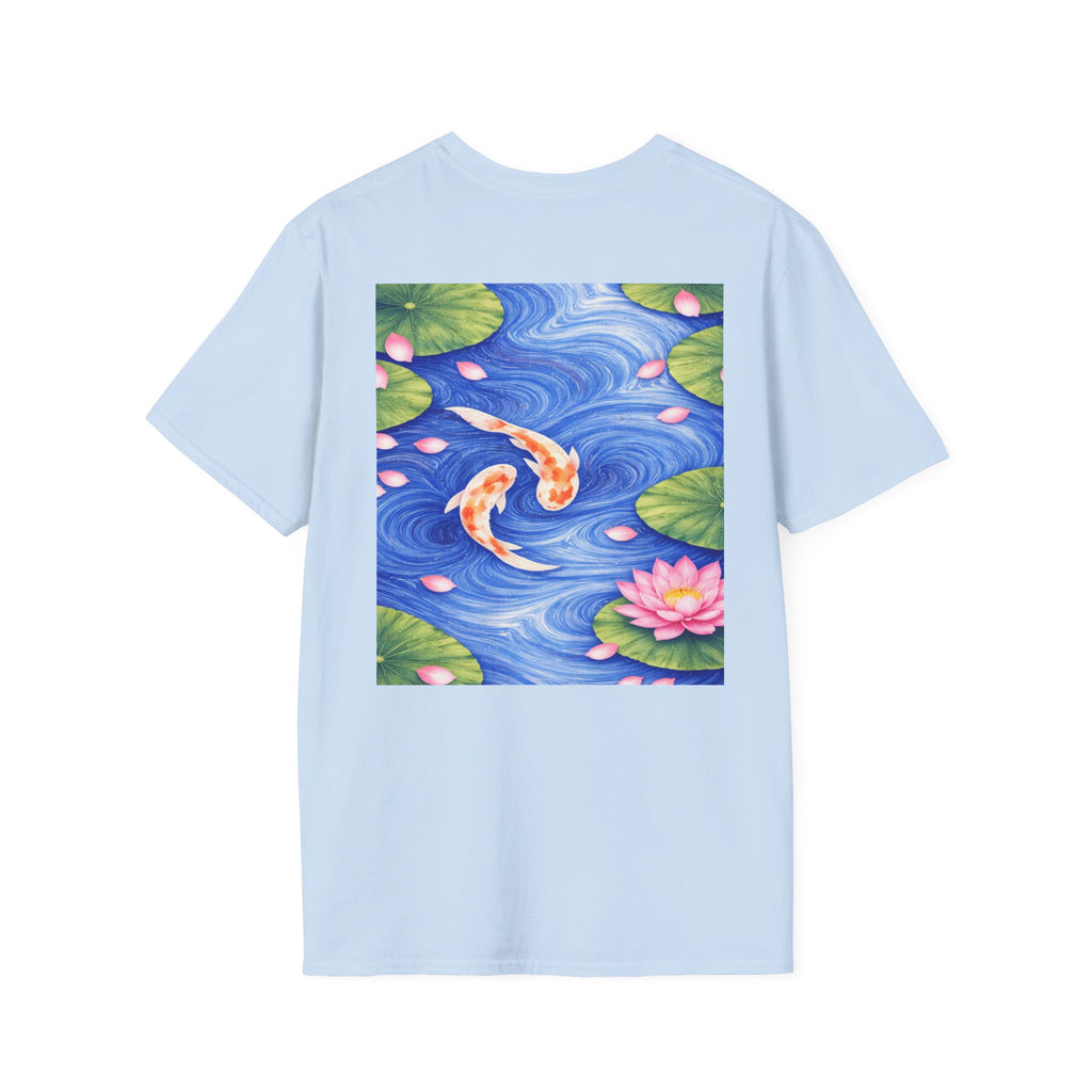 Koi Pond Illustration T-Shirt | Koi Fish Water Lily Tee