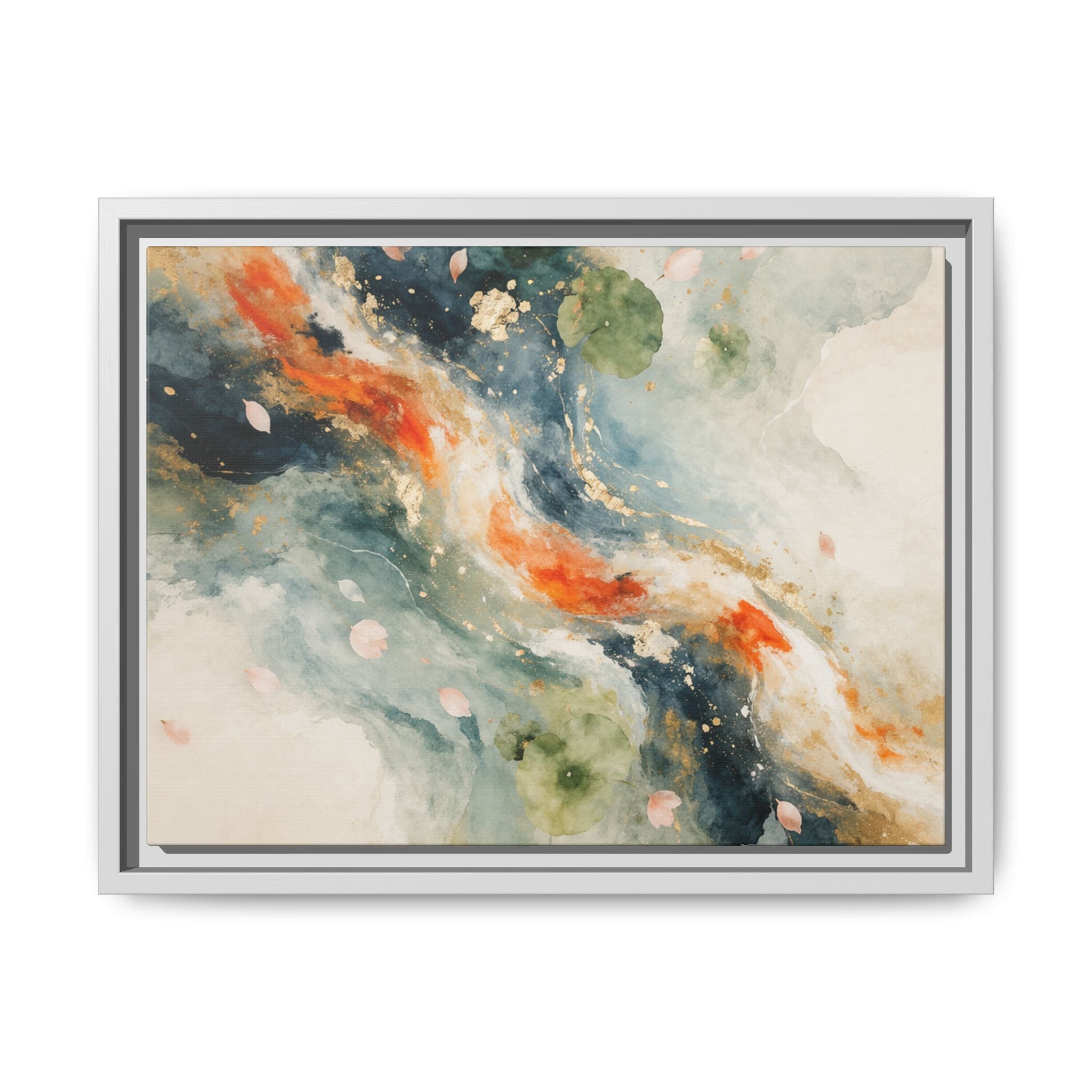 Abstract Koi Fish Watercolor Swirl Matte Canvas Framed | Multicolor Wall Art