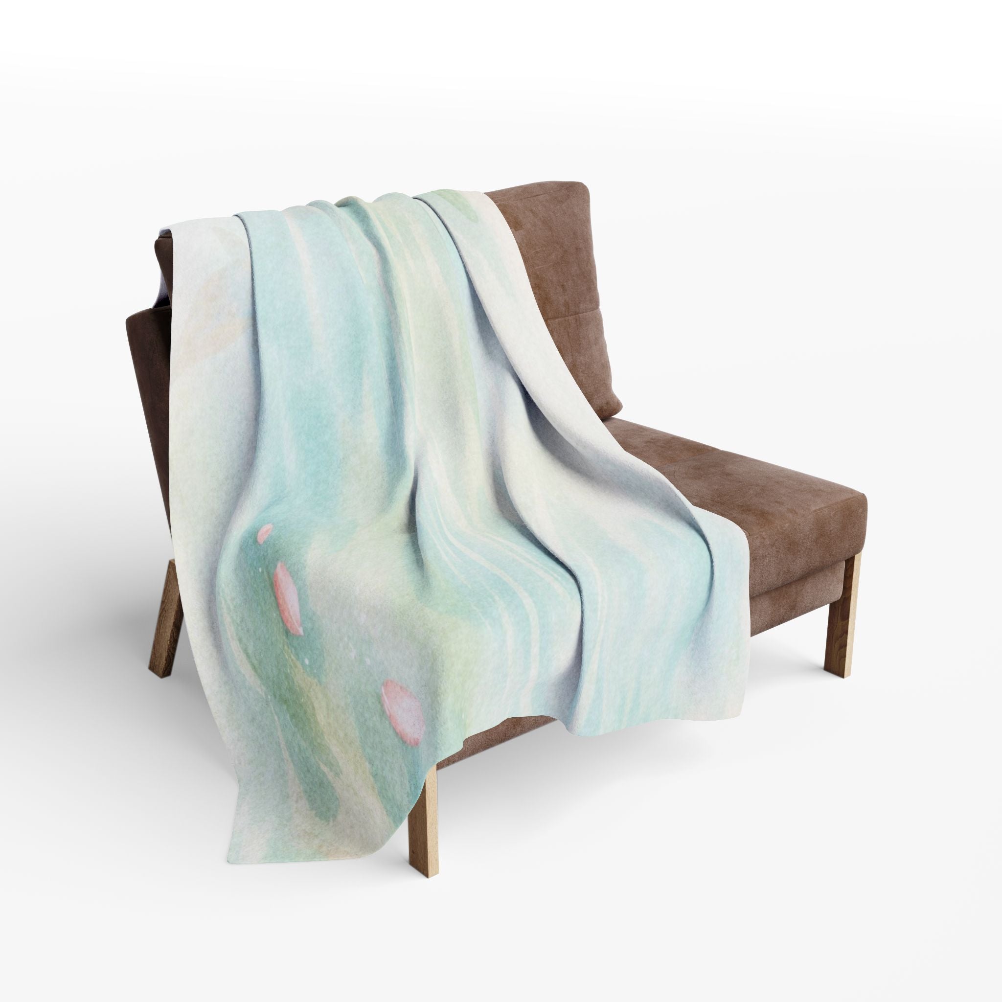 Watercolor Pond Petals Arctic Fleece Blanket | Pastel Blue Green Swirl
