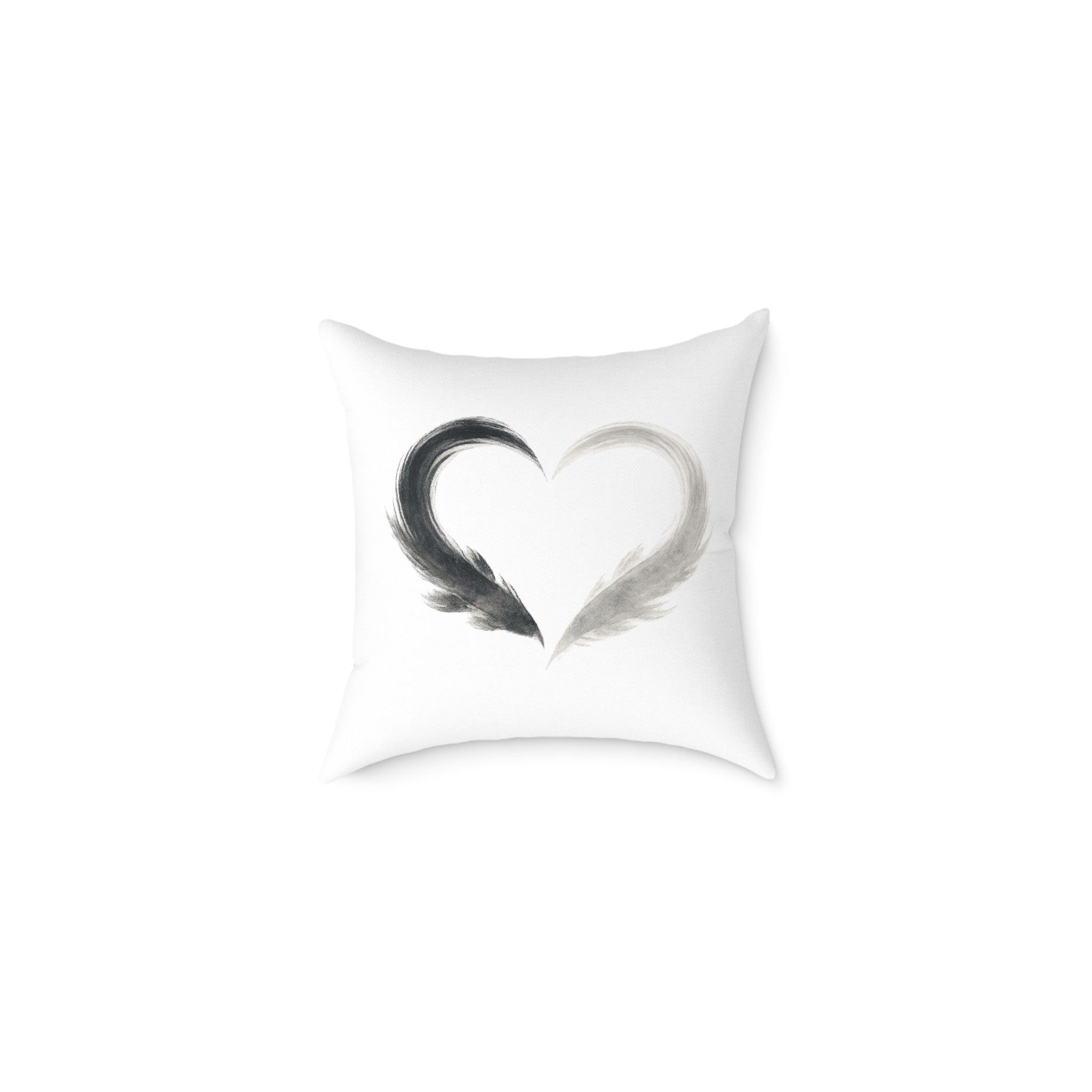 Almost Heart Square Pillow | White Black Grey Decorative Throw Pillow