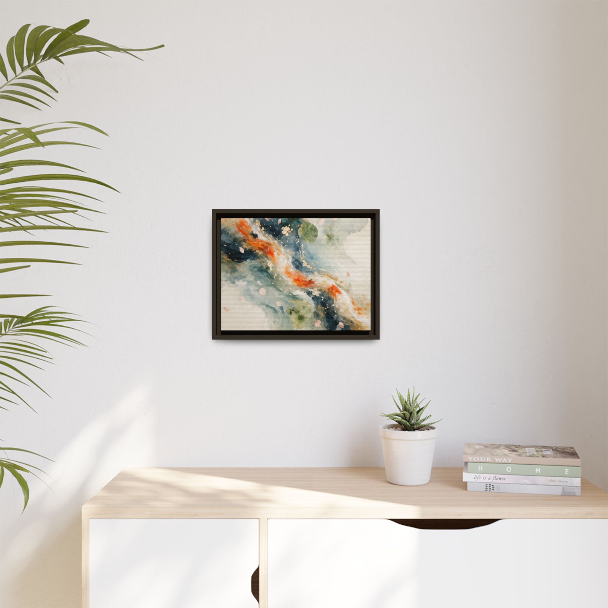 Abstract Koi Fish Watercolor Swirl Matte Canvas Framed | Multicolor Wall Art