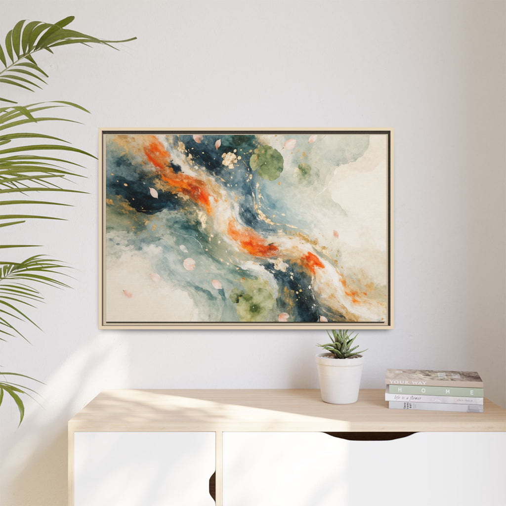 Abstract Koi Fish Watercolor Swirl Matte Canvas Framed | Multicolor Wall Art