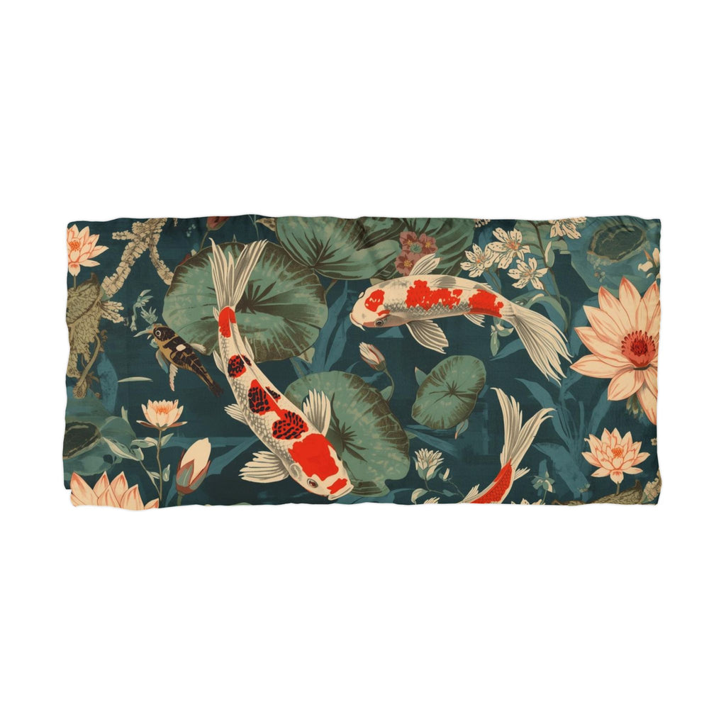 Koi Pond Pattern Microfiber Pillowcase | Floral Water Lilies