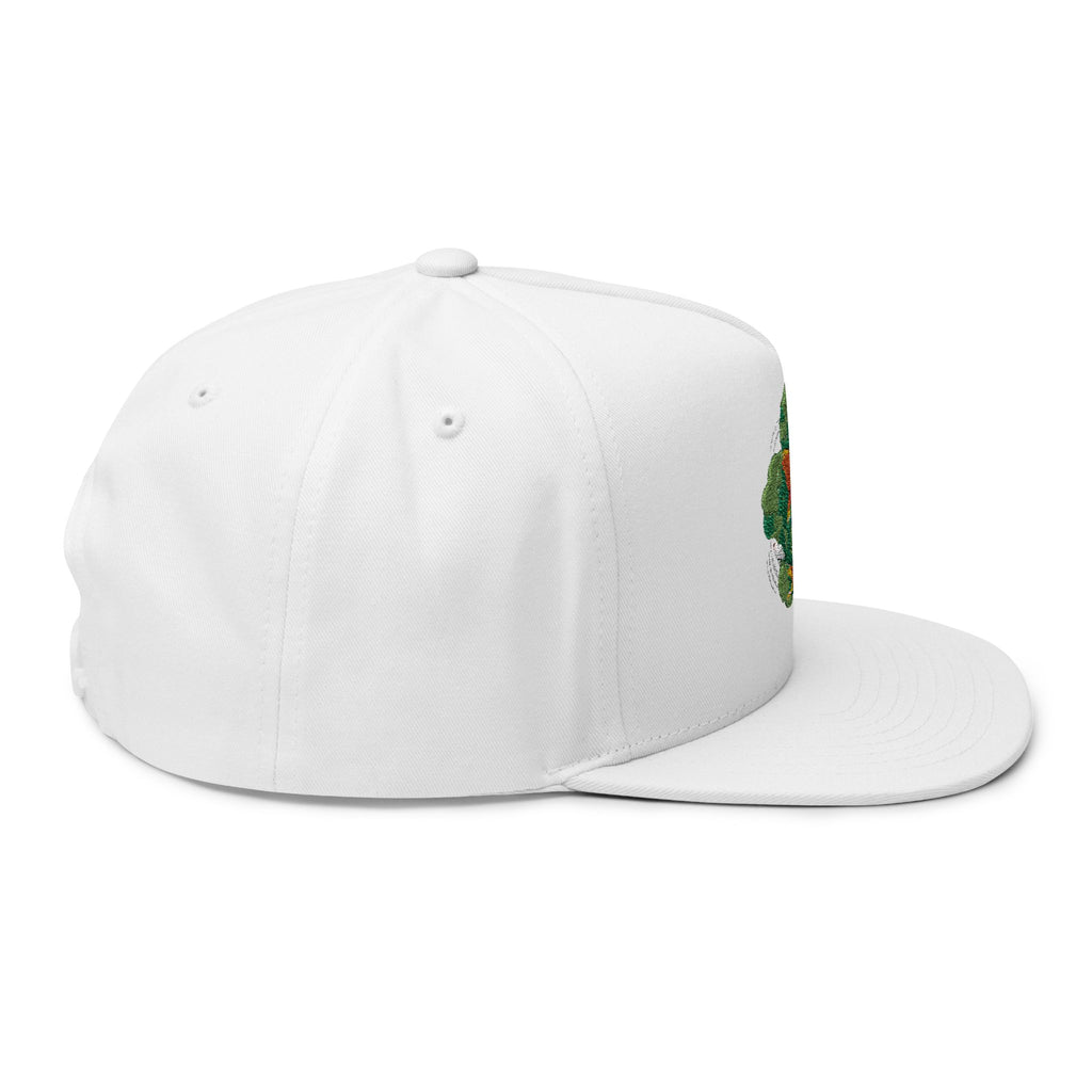 Koi Fish Embroidered Flat Bill Cap | Pond Lily Snapback