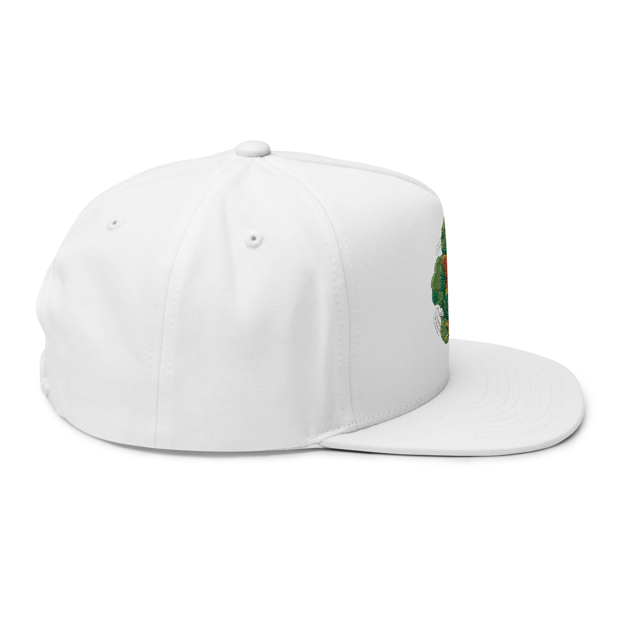 Koi Fish Embroidered Flat Bill Cap | Pond Lily Snapback