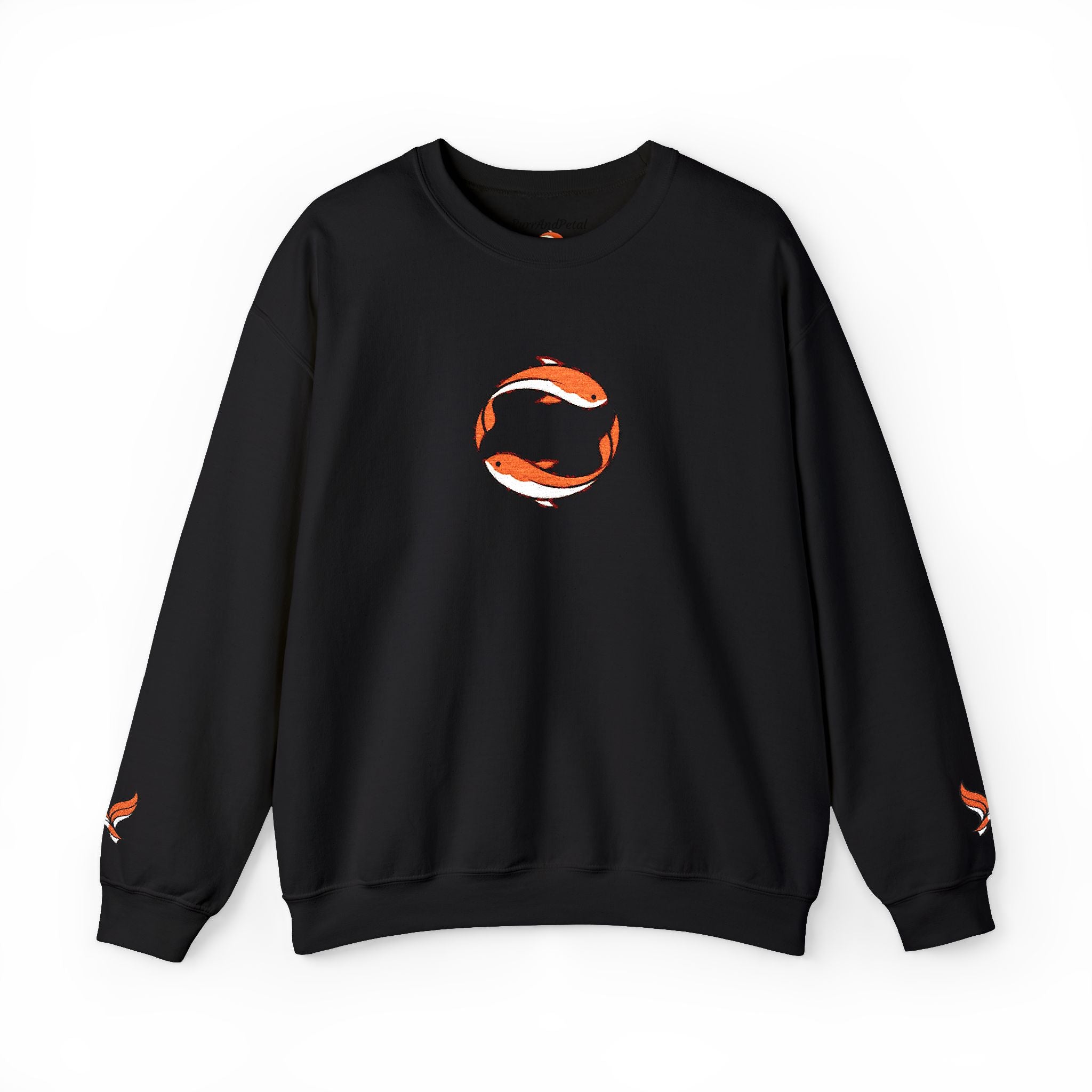 Koi Fish Circle Crewneck Sweatshirt | Japanese Koi Art, Minimal Sleeve Motif