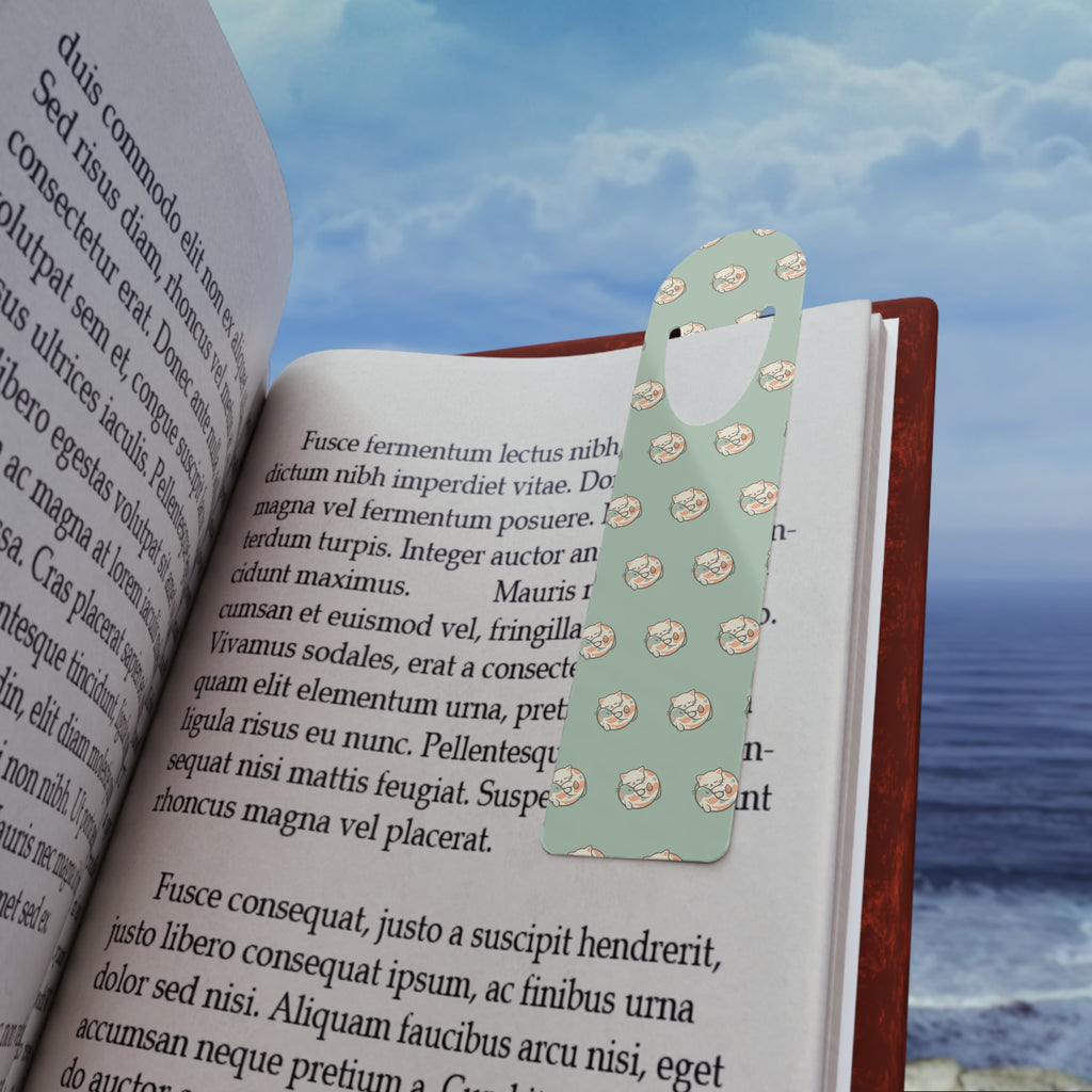 Cat & Koi Pattern Bookmark | Metal page marker, Bookmark, Mint Cat and Koi design