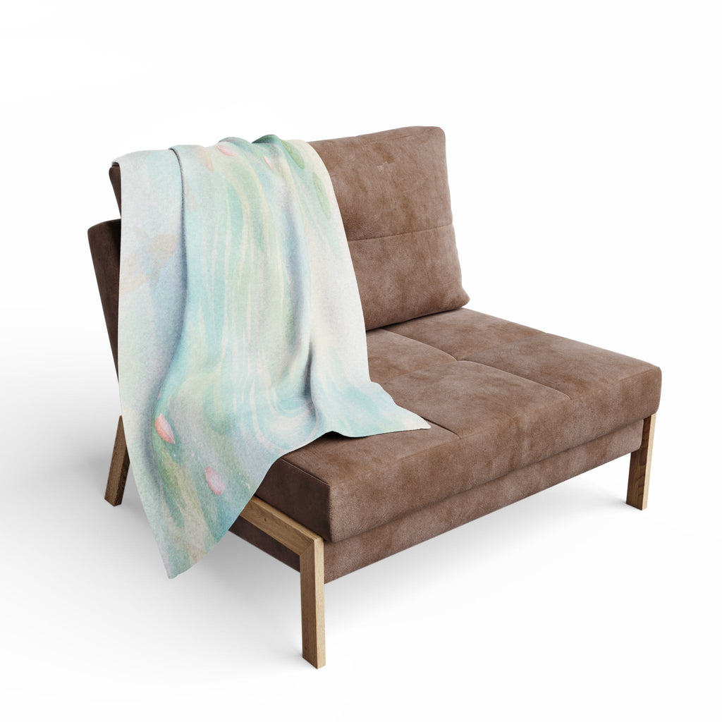 Watercolor Pond Petals Arctic Fleece Blanket | Pastel Blue Green Swirl