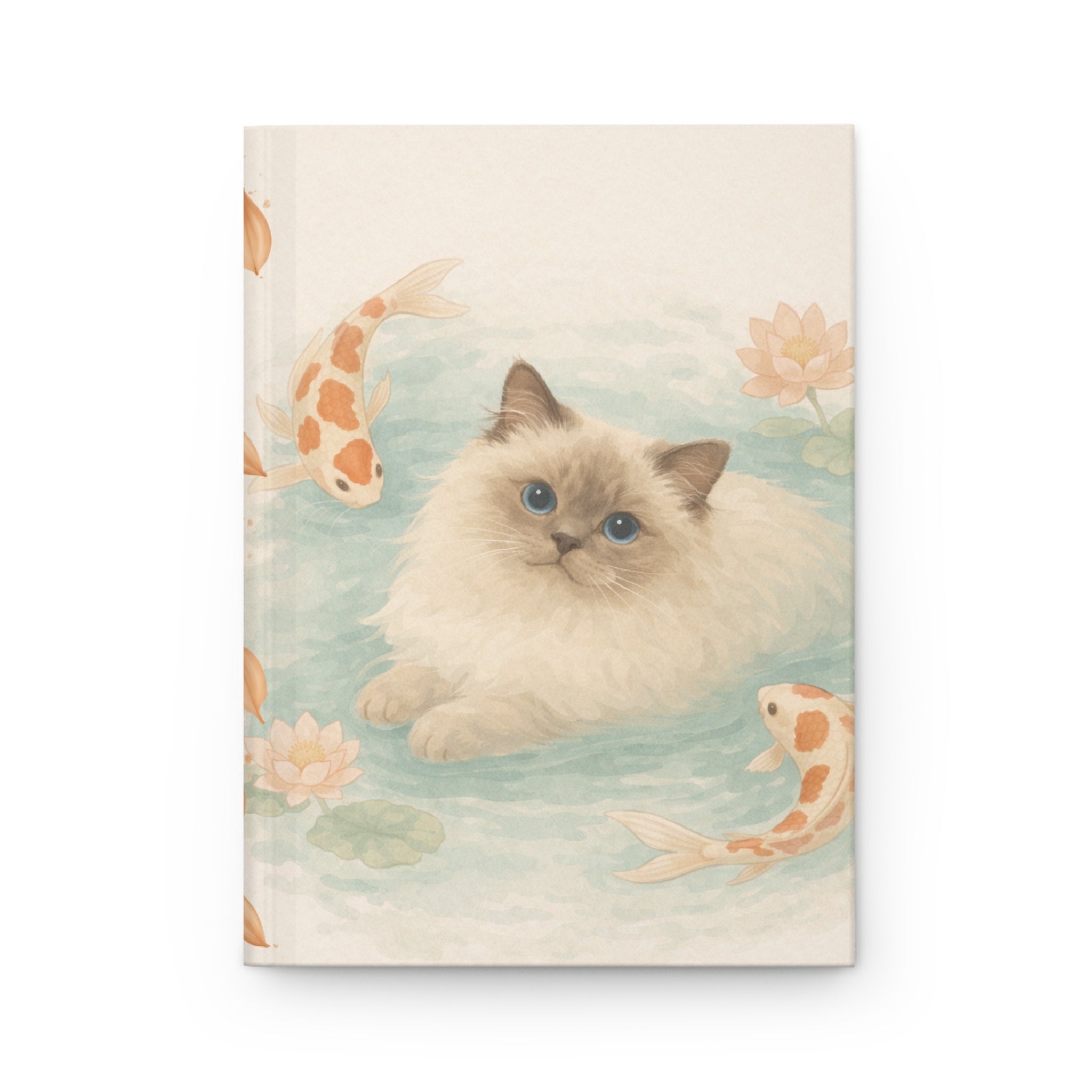 Ragdoll Cat with Koi Pond Hardcover Journal | Matte Notebook