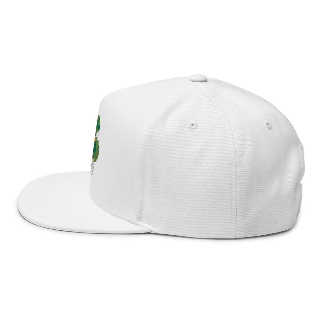 Koi Fish Embroidered Flat Bill Cap | Pond Lily Snapback