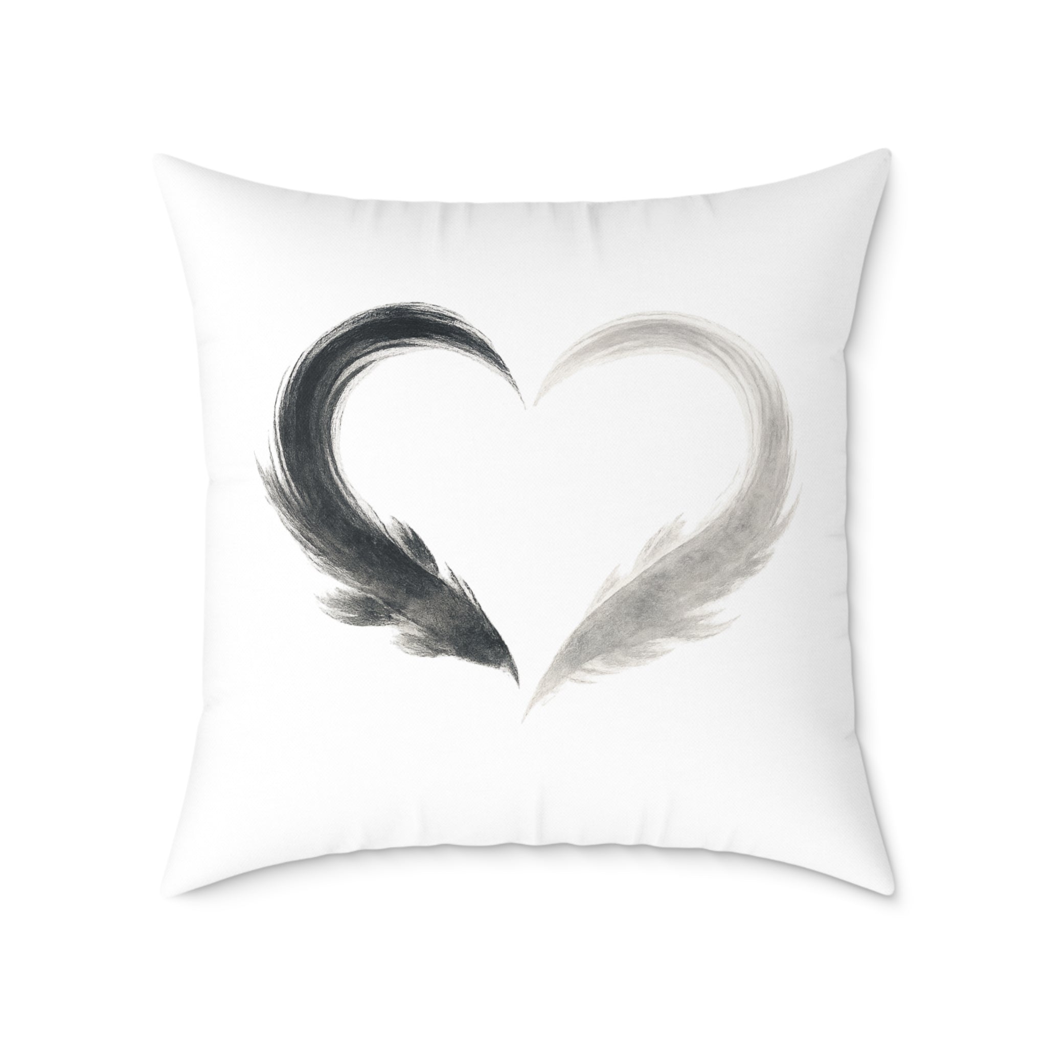 Almost Heart Square Pillow | White Black Grey Decorative Throw Pillow