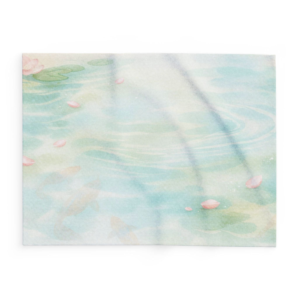 Watercolor Pond Petals Arctic Fleece Blanket | Pastel Blue Green Swirl
