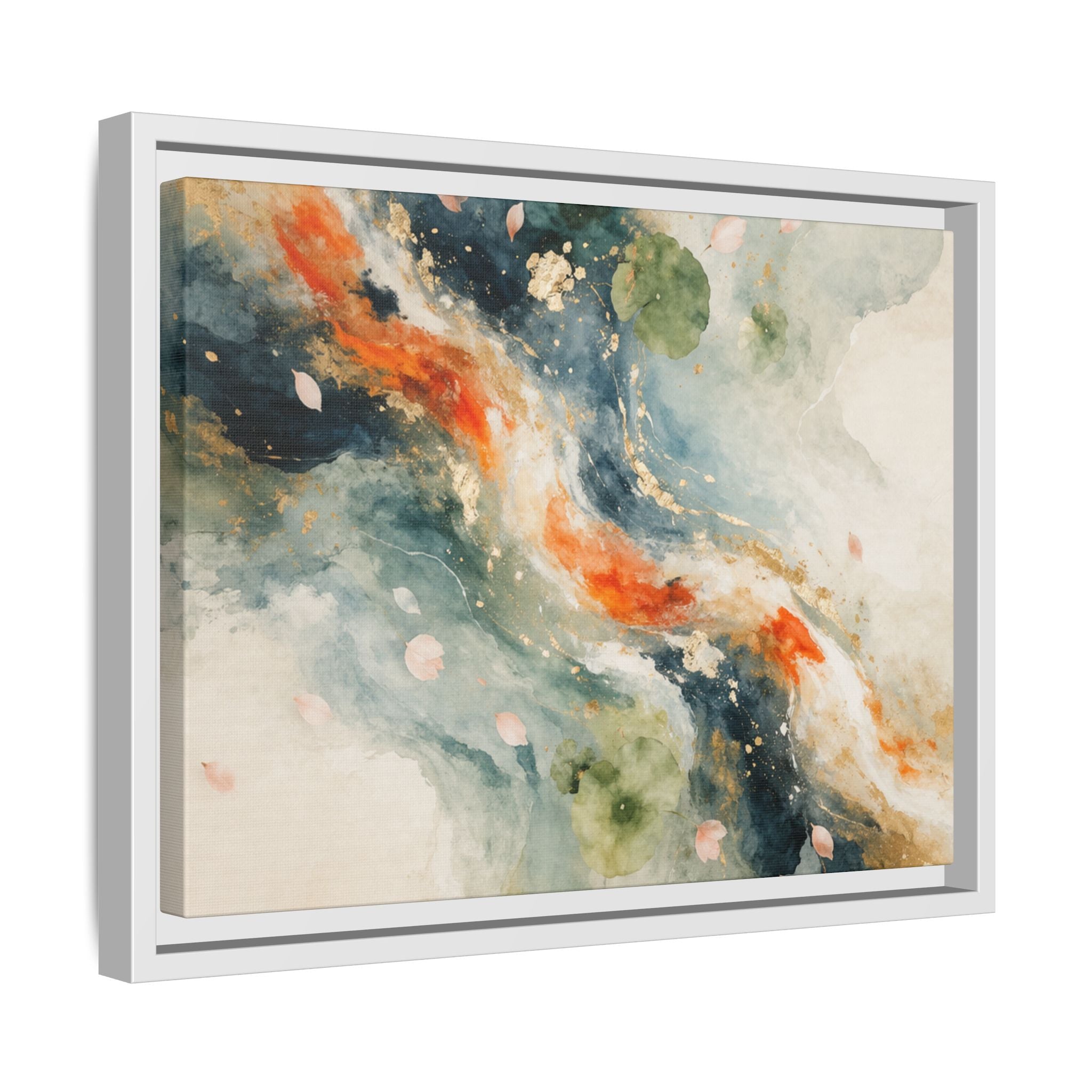 Abstract Koi Fish Watercolor Swirl Matte Canvas Framed | Multicolor Wall Art