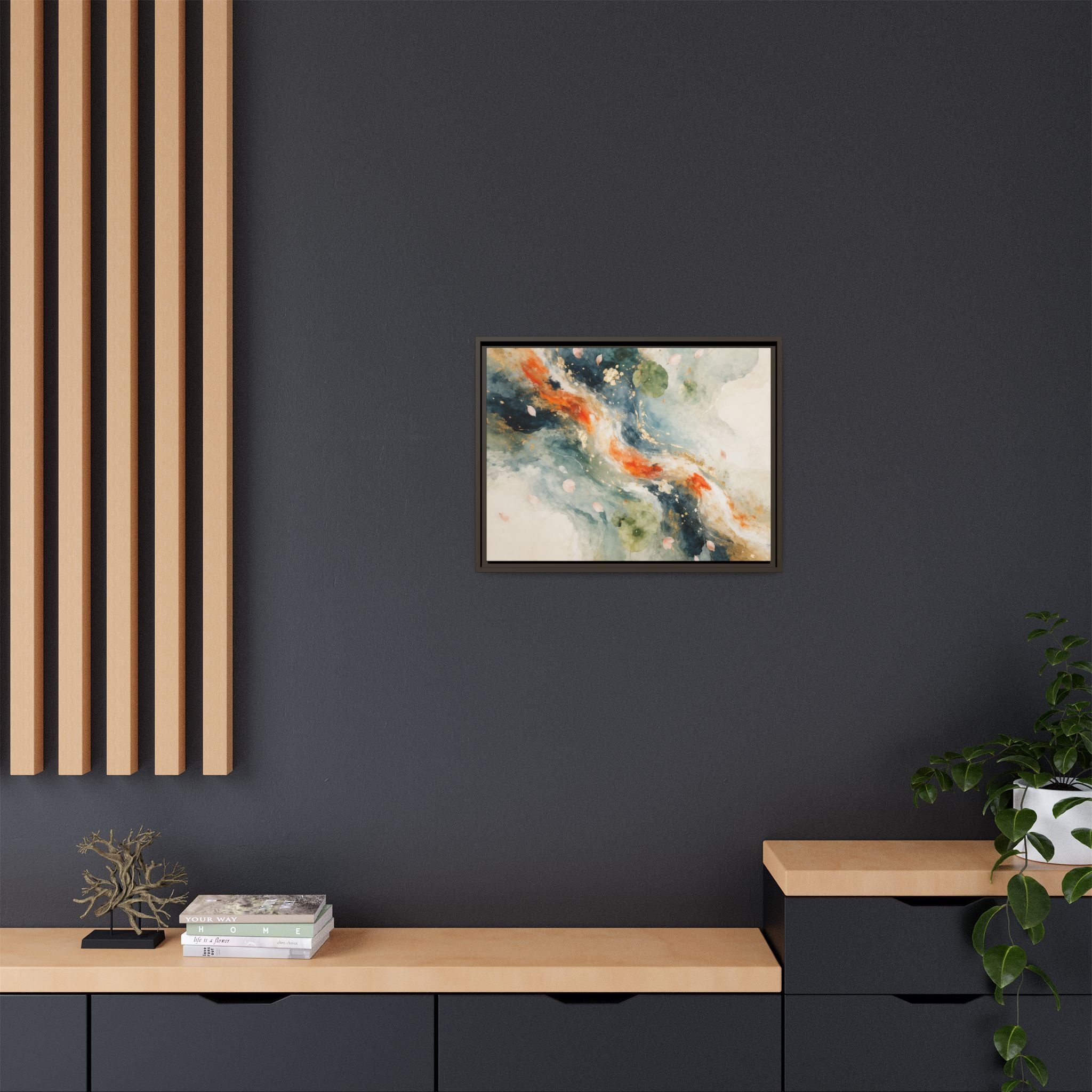 Abstract Koi Fish Watercolor Swirl Matte Canvas Framed | Multicolor Wall Art
