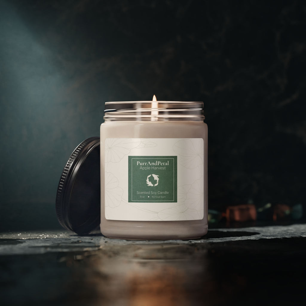 Scented Soy Candle 9oz — Natural Aromatherapy Jar (PurrAndPearl)