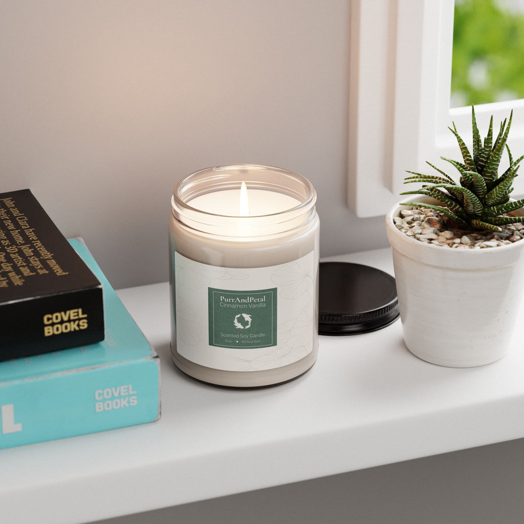 Scented Soy Candle 9oz — Natural Aromatherapy Jar (PurrAndPearl)