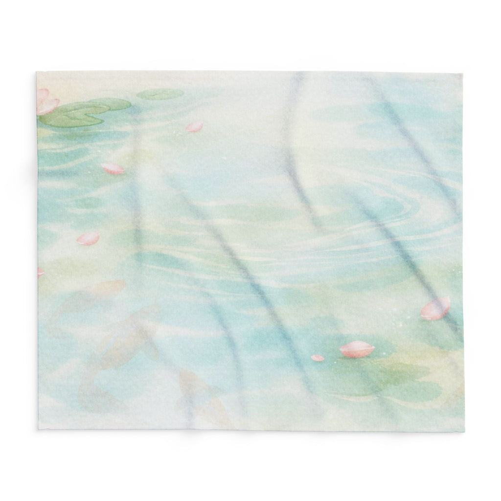 Watercolor Pond Petals Arctic Fleece Blanket | Pastel Blue Green Swirl