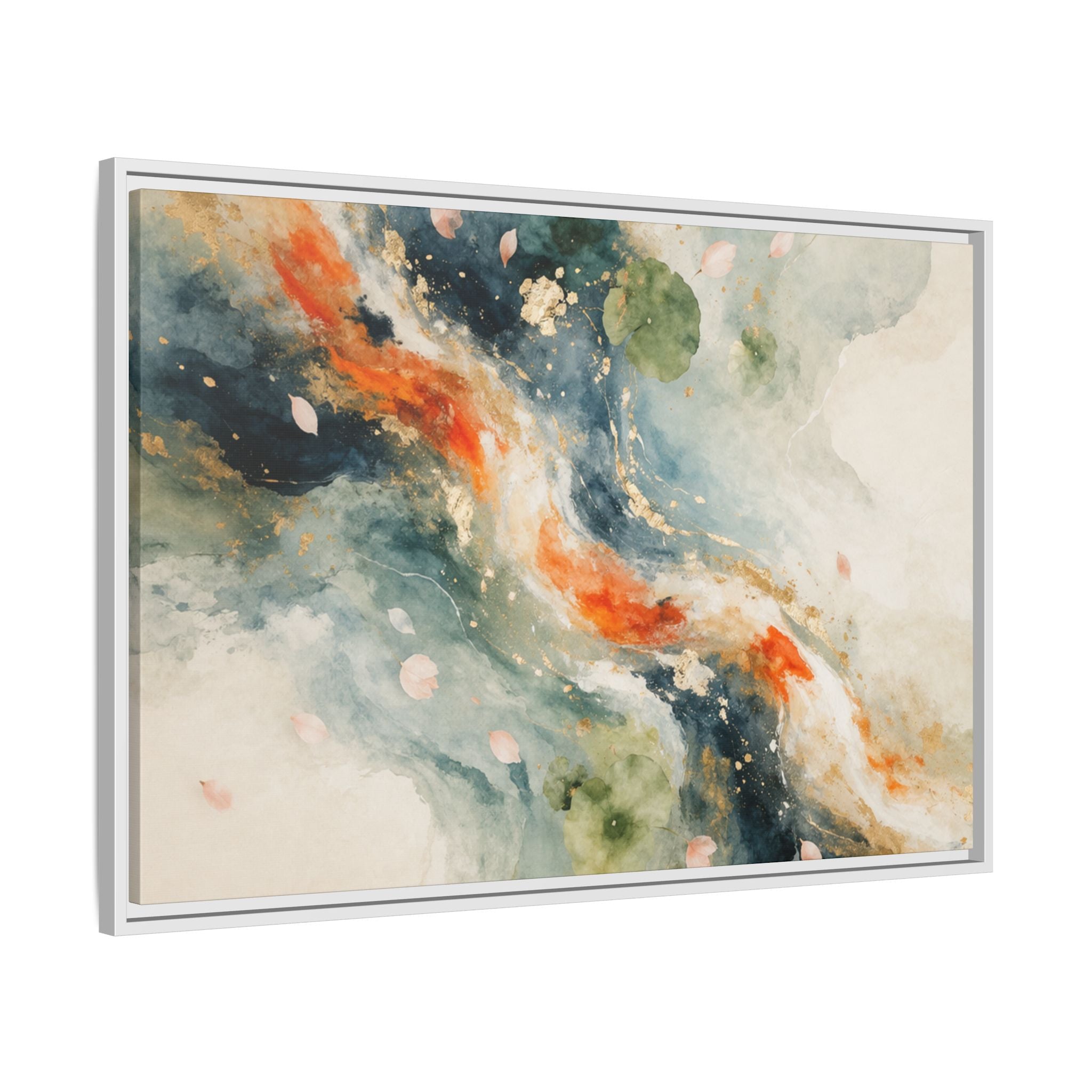 Abstract Koi Fish Watercolor Swirl Matte Canvas Framed | Multicolor Wall Art