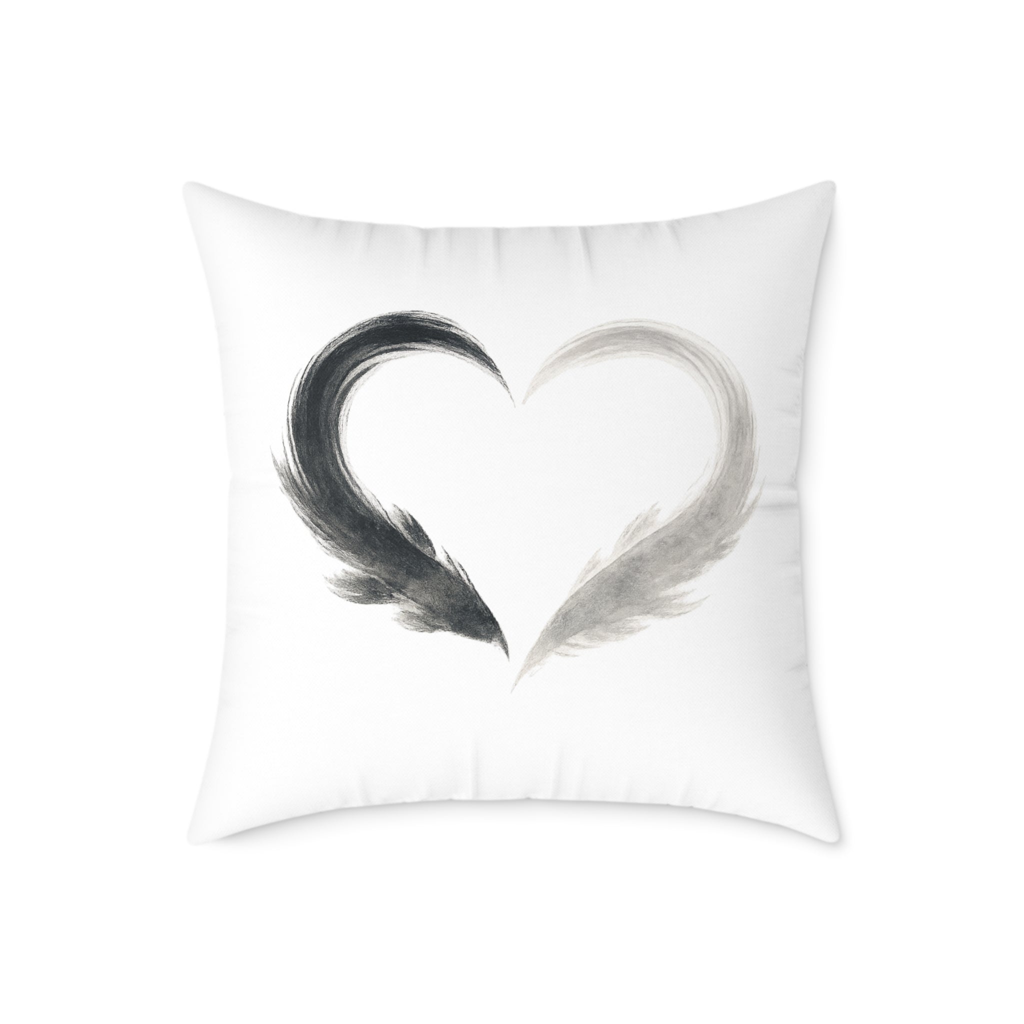 Almost Heart Square Pillow | White Black Grey Decorative Throw Pillow