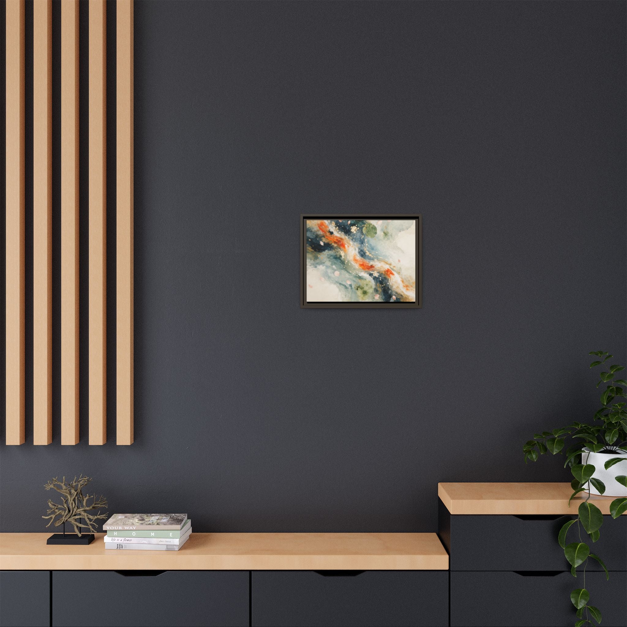 Abstract Koi Fish Watercolor Swirl Matte Canvas Framed | Multicolor Wall Art