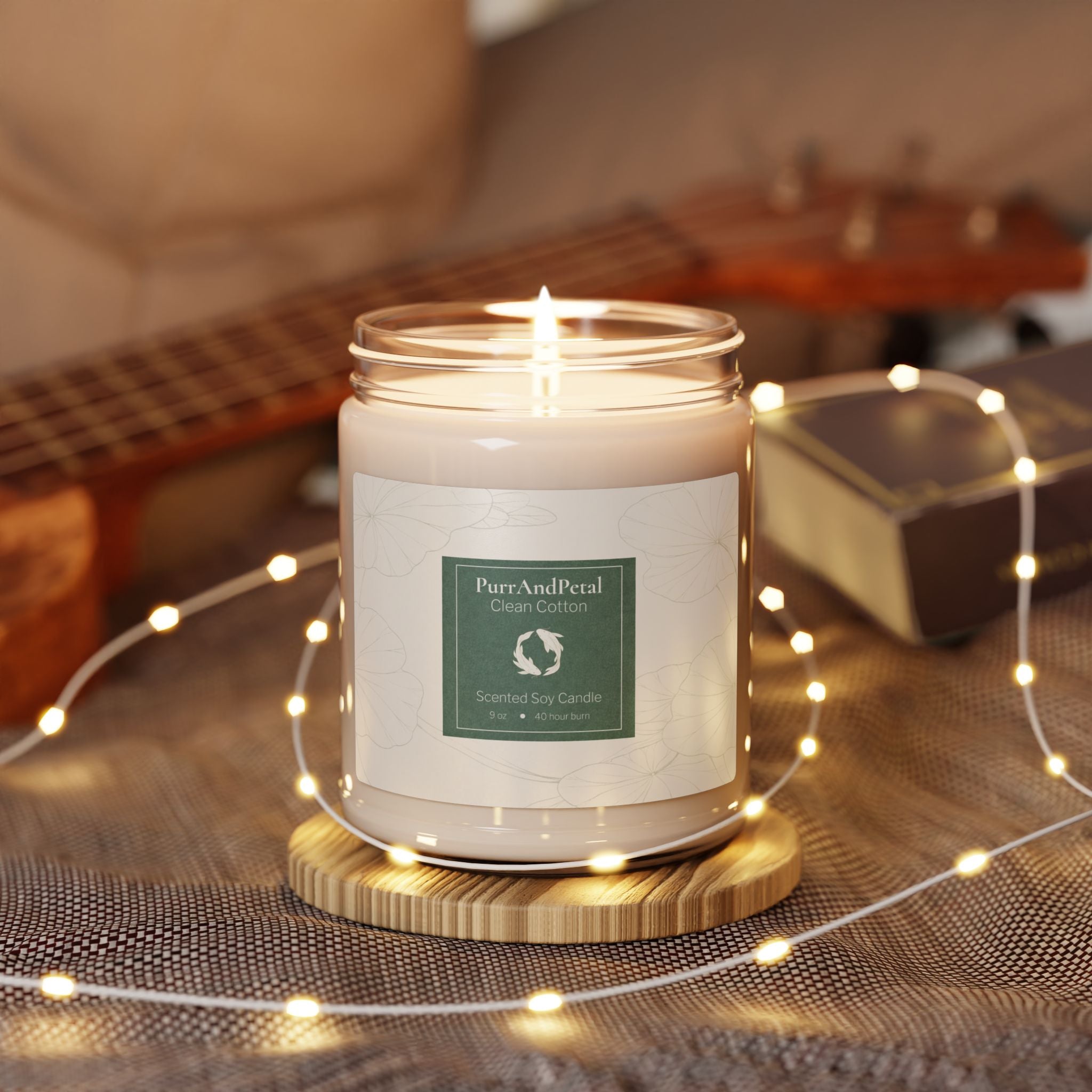 Scented Soy Candle 9oz — Natural Aromatherapy Jar (PurrAndPearl)