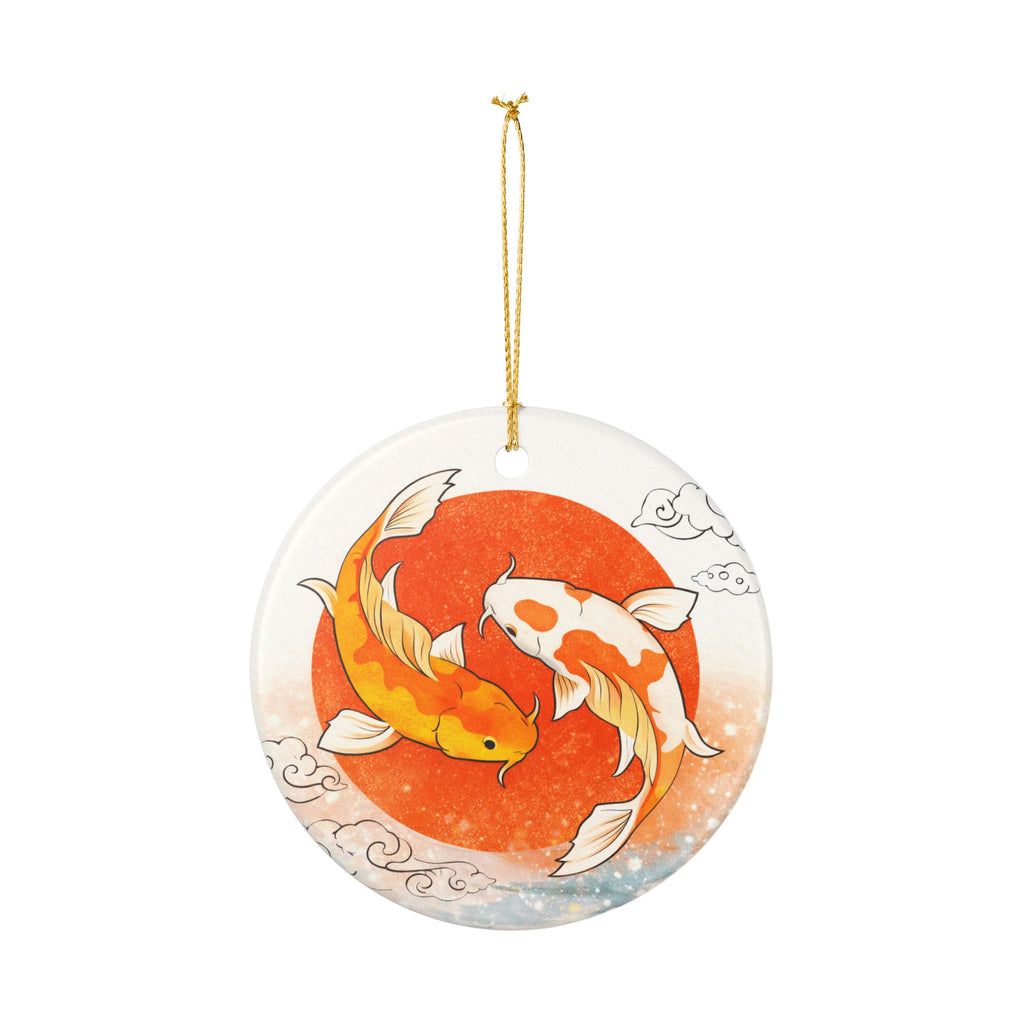 Koi Fish Yin Yang Ornament | Ceramic Round Hanging Decoration