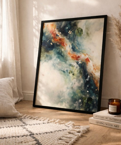 Abstract Koi Fish Watercolor Swirl Matte Canvas Framed | Multicolor Wall Art