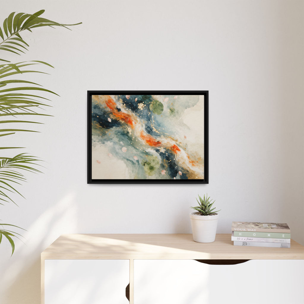 Abstract Koi Fish Watercolor Swirl Matte Canvas Framed | Multicolor Wall Art