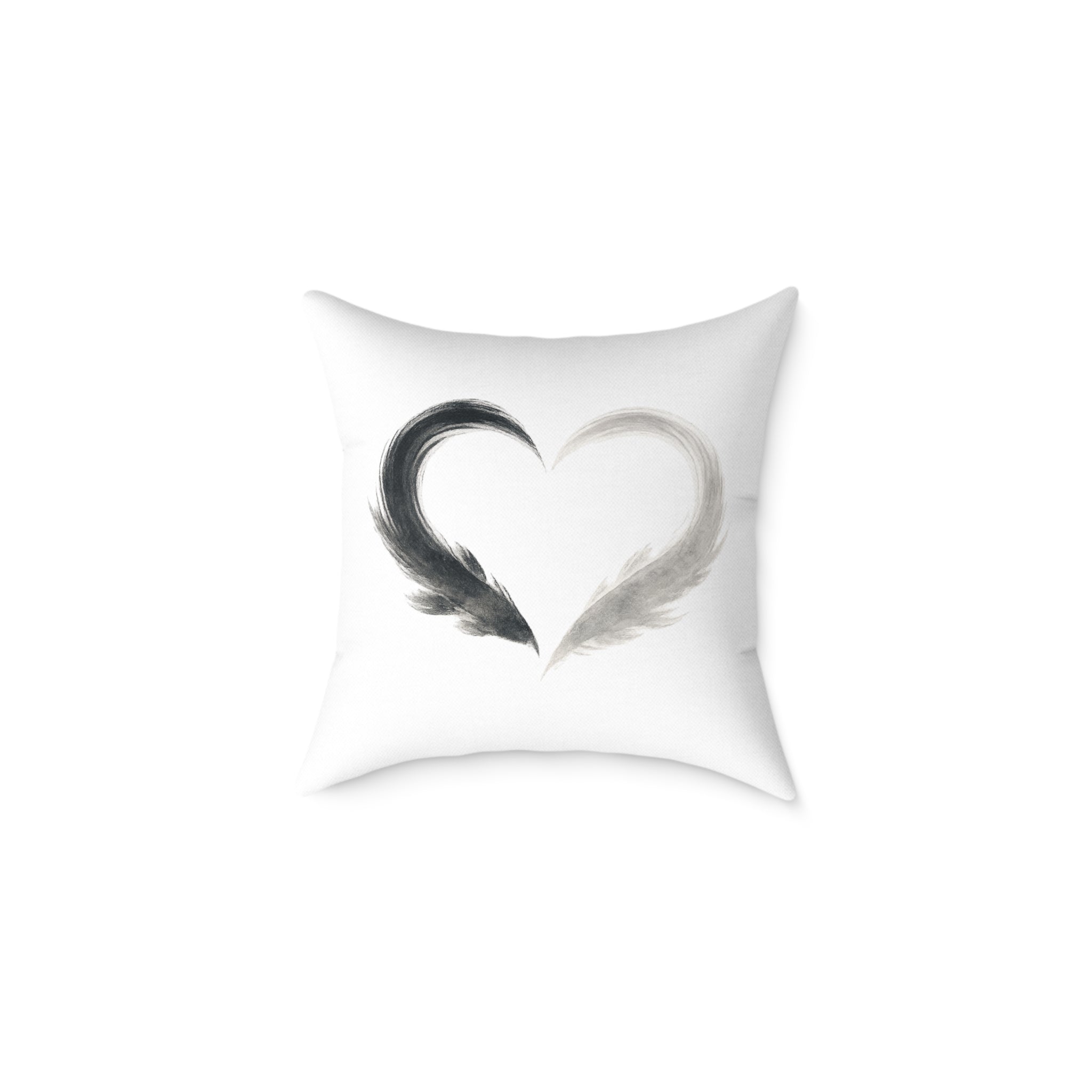 Almost Heart Square Pillow | White Black Grey Decorative Throw Pillow