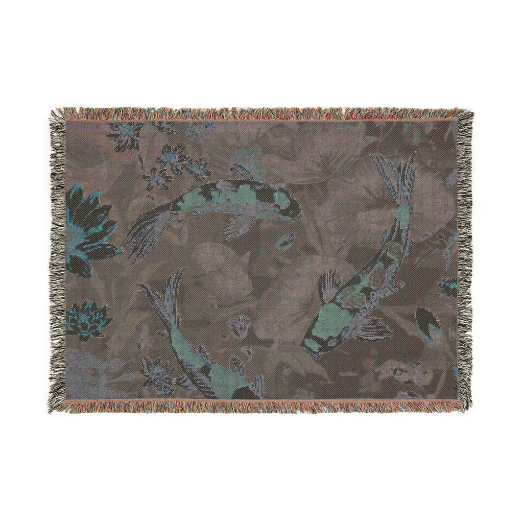 Artistic Woven Blanket for Cozy Decor, Koi Fish Throw, Elegant Home Decor, Gift for Nature Lovers, Eco-Friendly Blanket