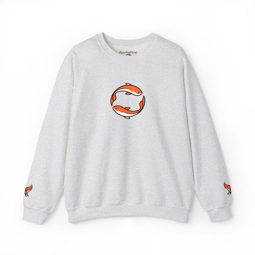 Koi Fish Circle Crewneck Sweatshirt | Japanese Koi Art, Minimal Sleeve Motif