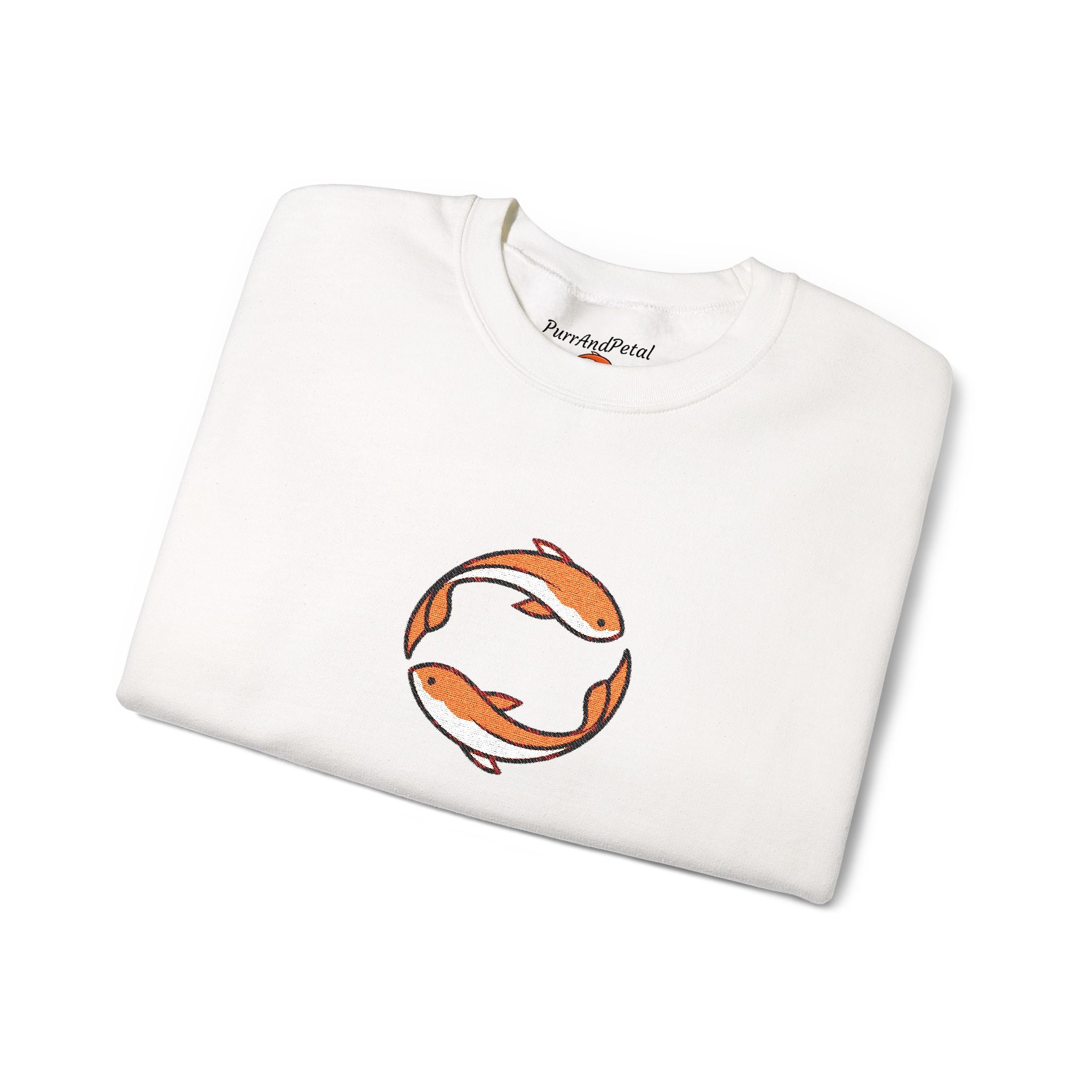 Koi Fish Circle Crewneck Sweatshirt | Japanese Koi Art, Minimal Sleeve Motif