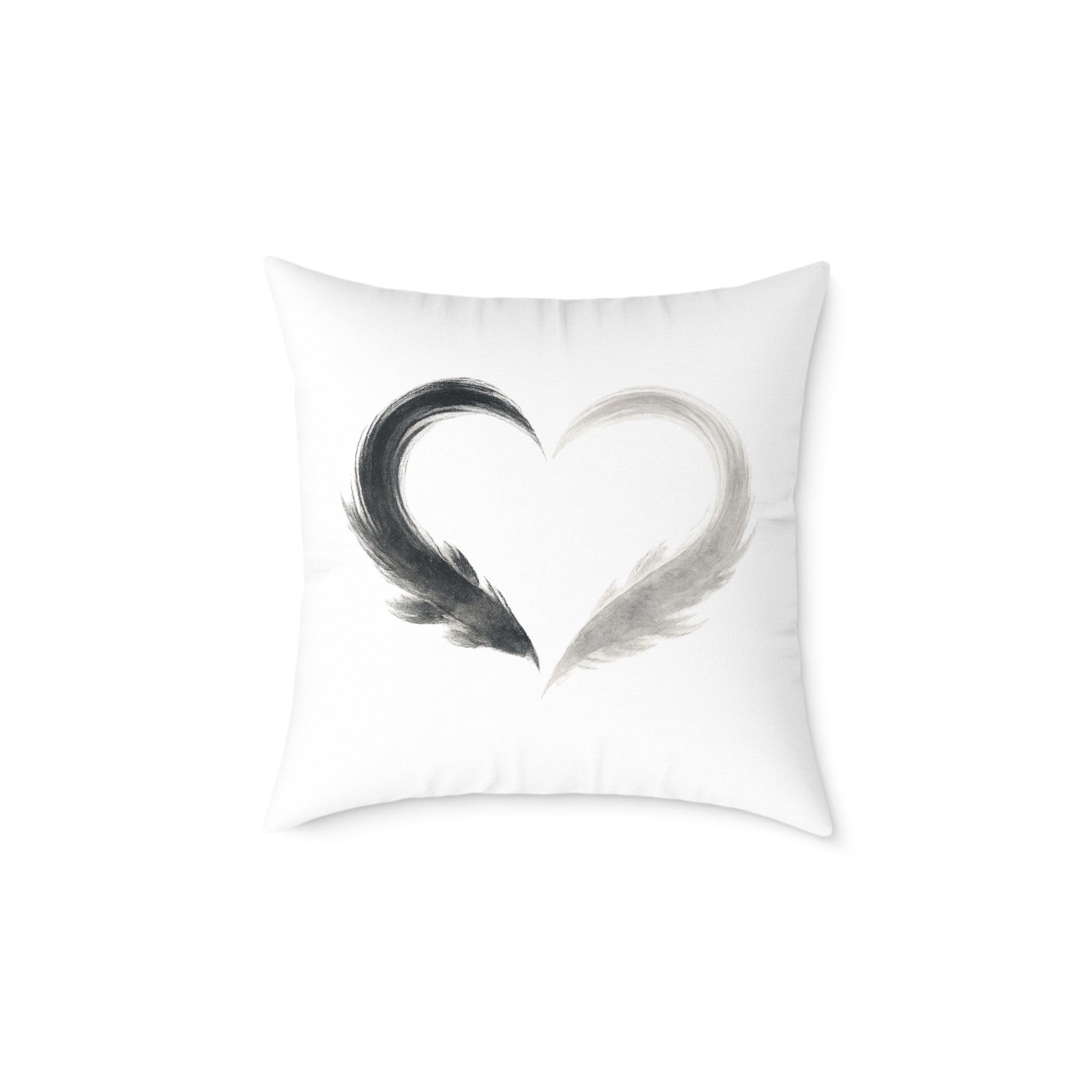 Almost Heart Square Pillow | White Black Grey Decorative Throw Pillow