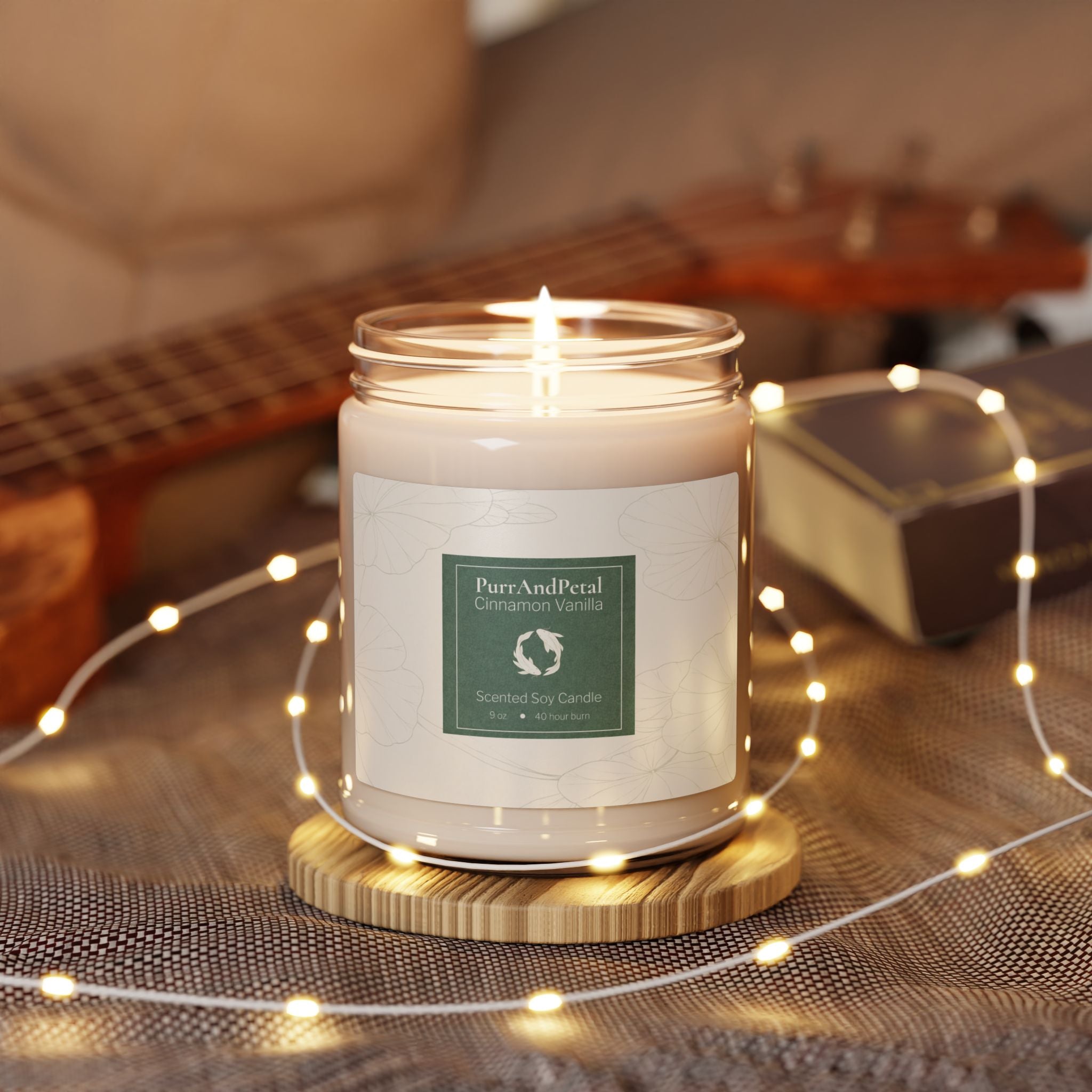Scented Soy Candle 9oz — Natural Aromatherapy Jar (PurrAndPearl)
