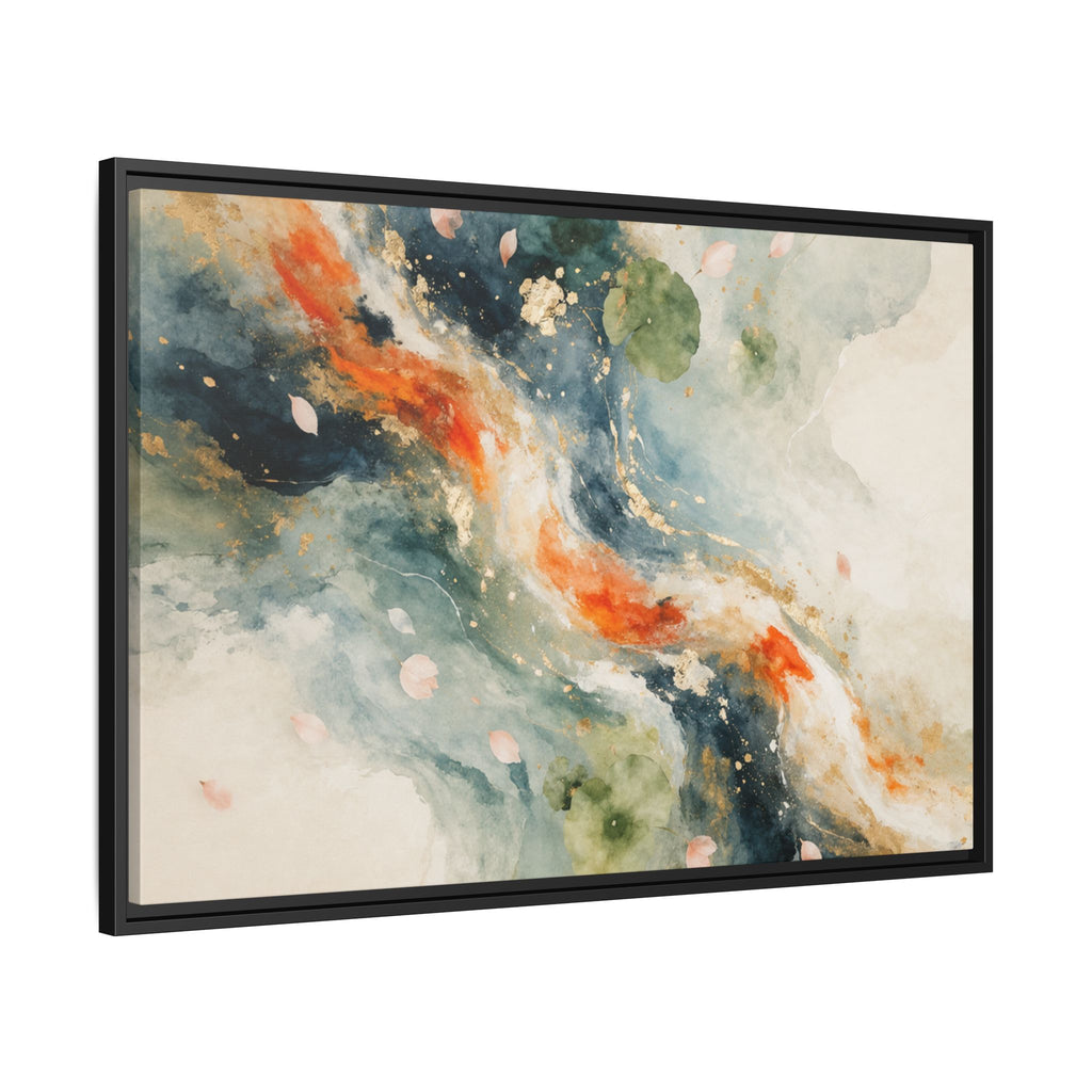 Abstract Koi Fish Watercolor Swirl Matte Canvas Framed | Multicolor Wall Art