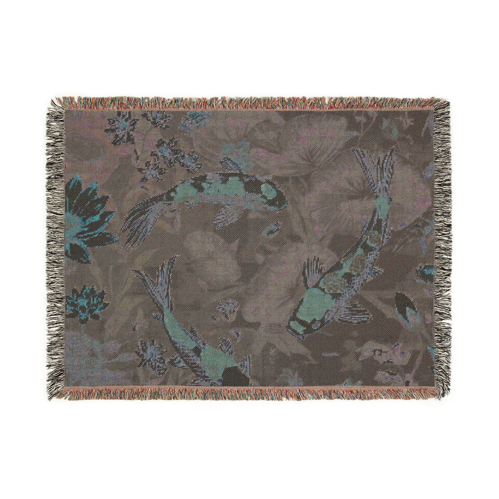 Artistic Woven Blanket for Cozy Decor, Koi Fish Throw, Elegant Home Decor, Gift for Nature Lovers, Eco-Friendly Blanket