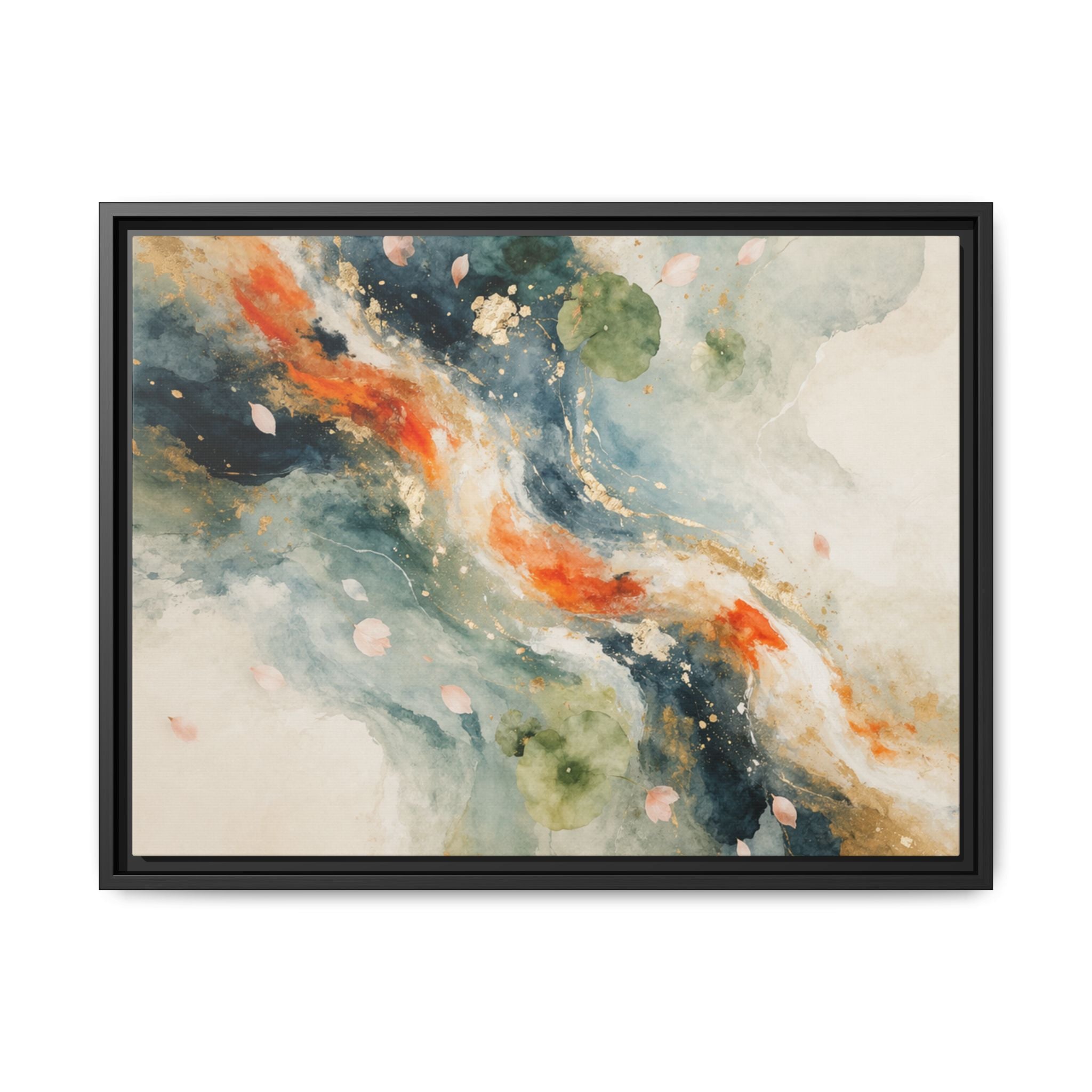 Abstract Koi Fish Watercolor Swirl Matte Canvas Framed | Multicolor Wall Art