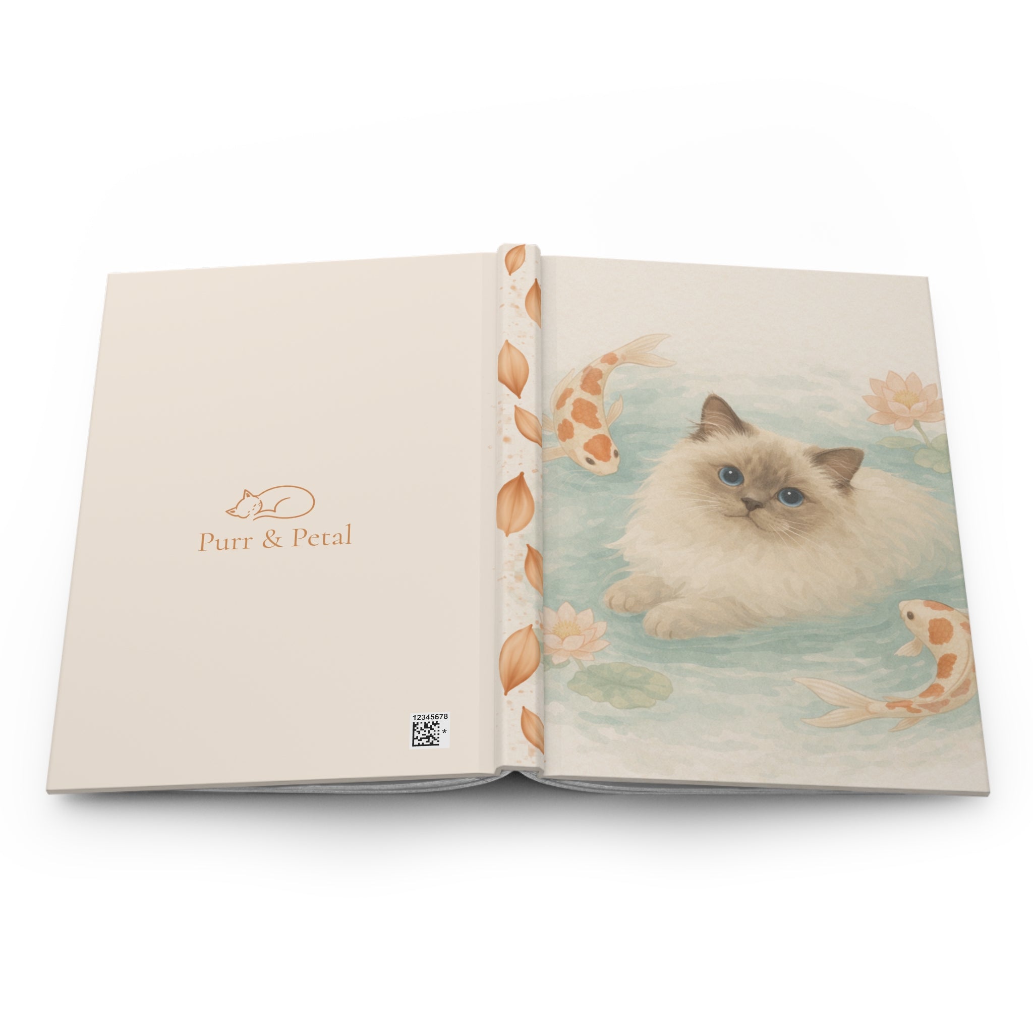 Ragdoll Cat with Koi Pond Hardcover Journal | Matte Notebook