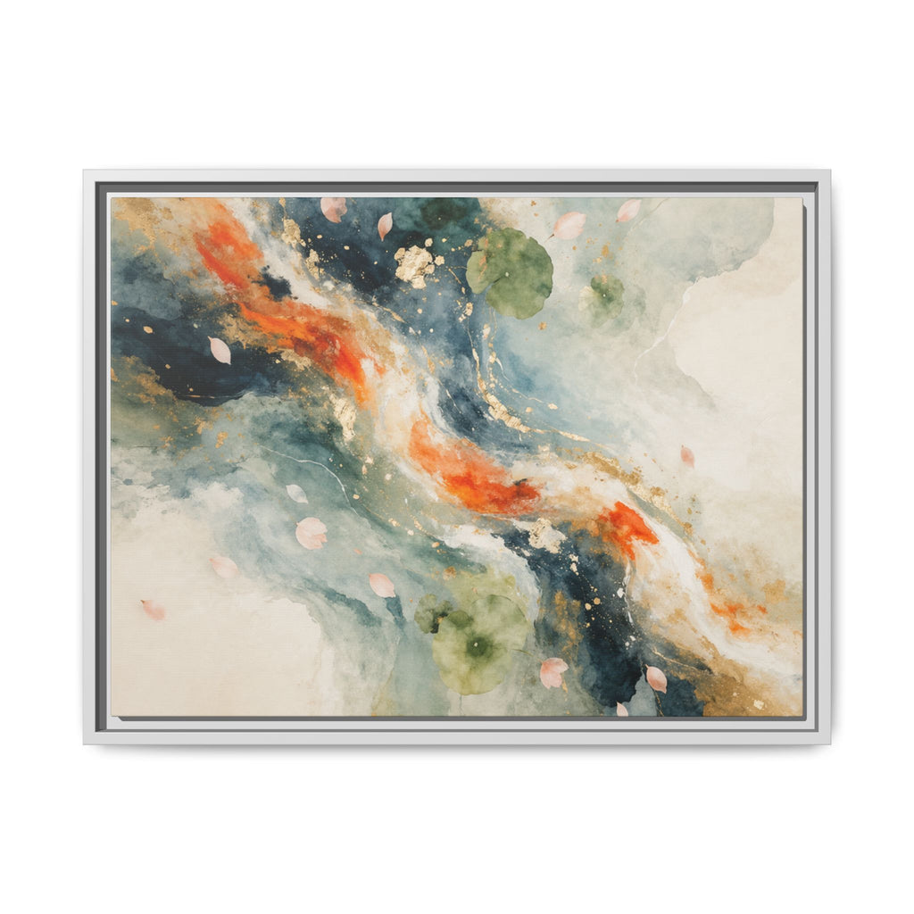 Abstract Koi Fish Watercolor Swirl Matte Canvas Framed | Multicolor Wall Art