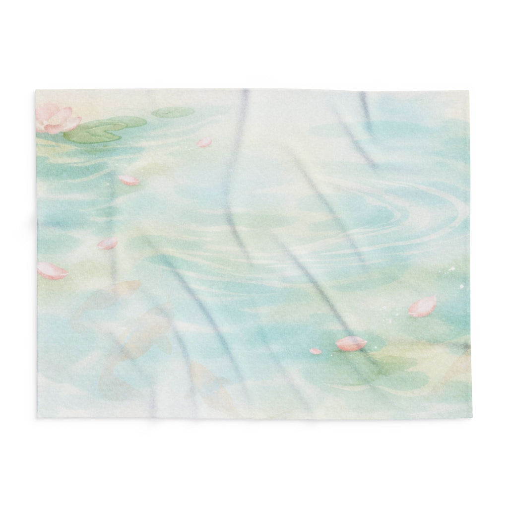 Watercolor Pond Petals Arctic Fleece Blanket | Pastel Blue Green Swirl