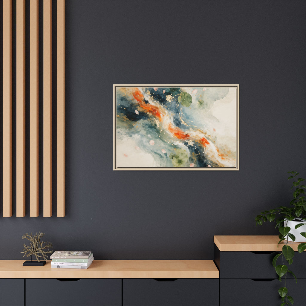 Abstract Koi Fish Watercolor Swirl Matte Canvas Framed | Multicolor Wall Art
