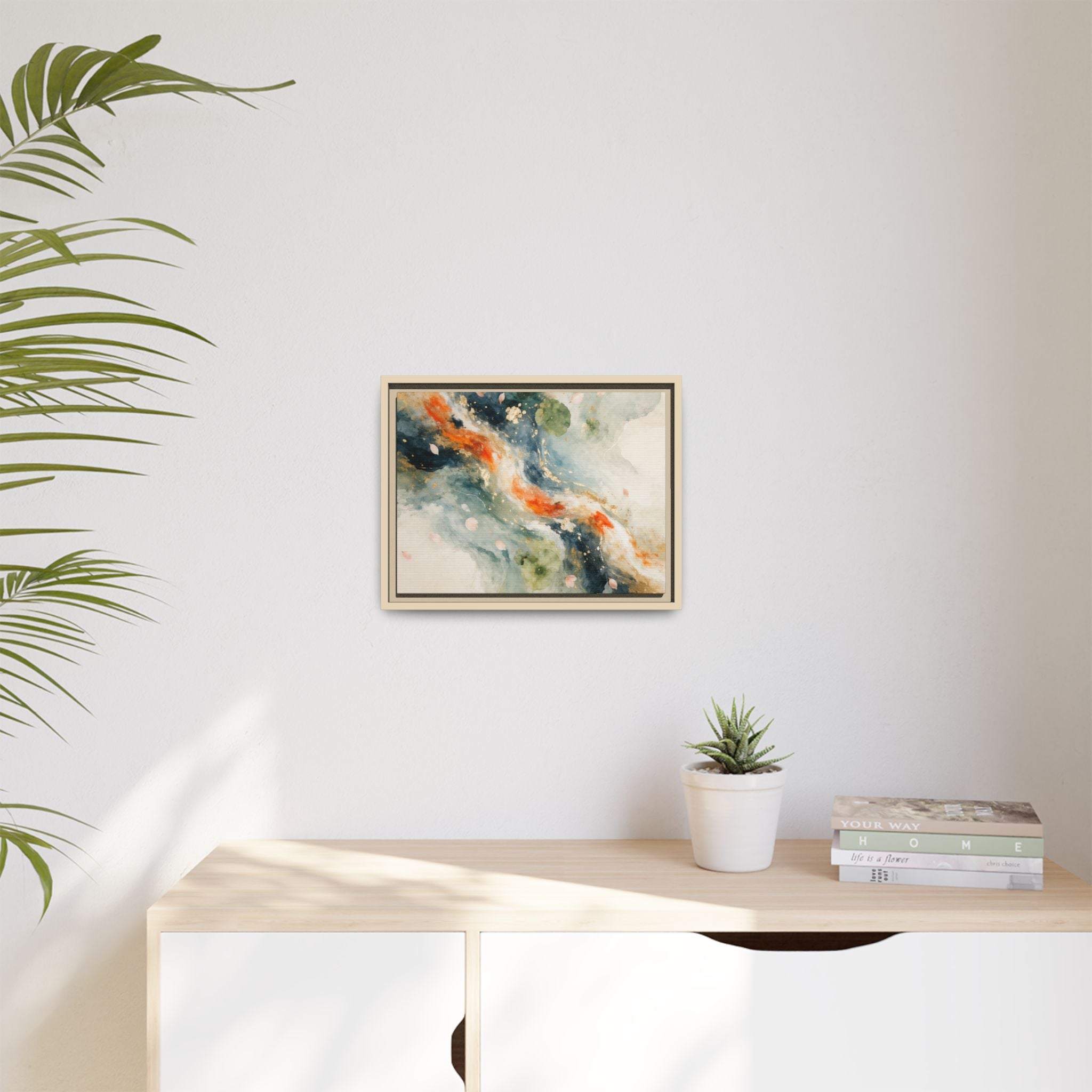 Abstract Koi Fish Watercolor Swirl Matte Canvas Framed | Multicolor Wall Art