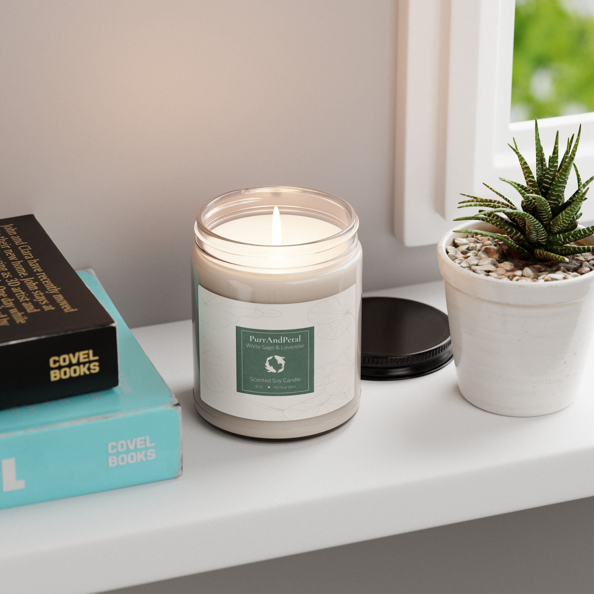 Scented Soy Candle 9oz — Natural Aromatherapy Jar (PurrAndPearl)
